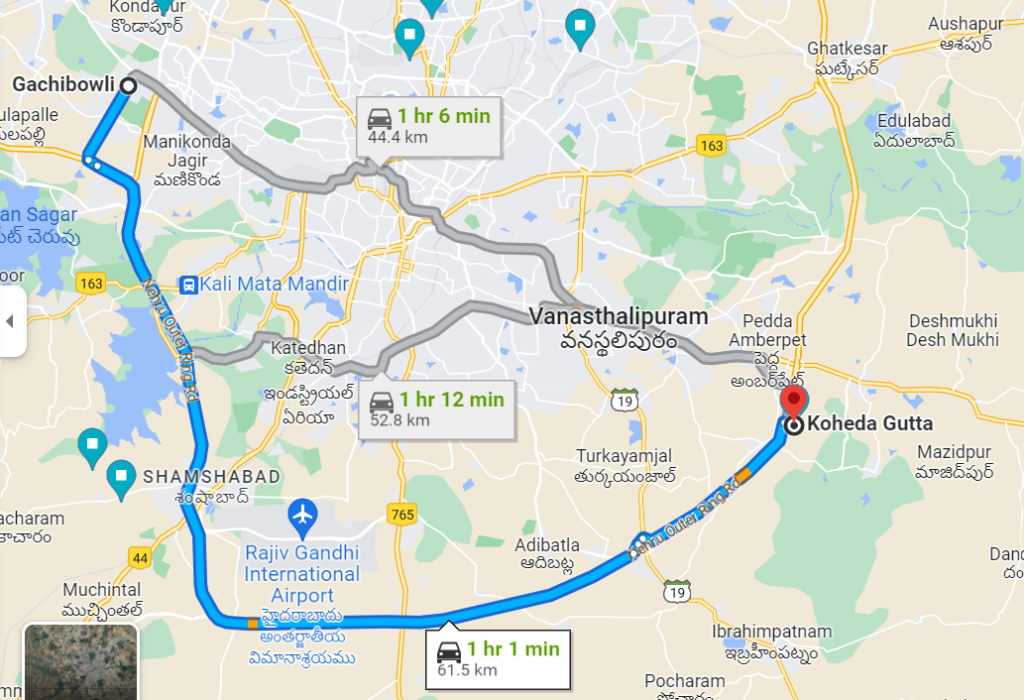 Koheda gutta Hanuman Temple map