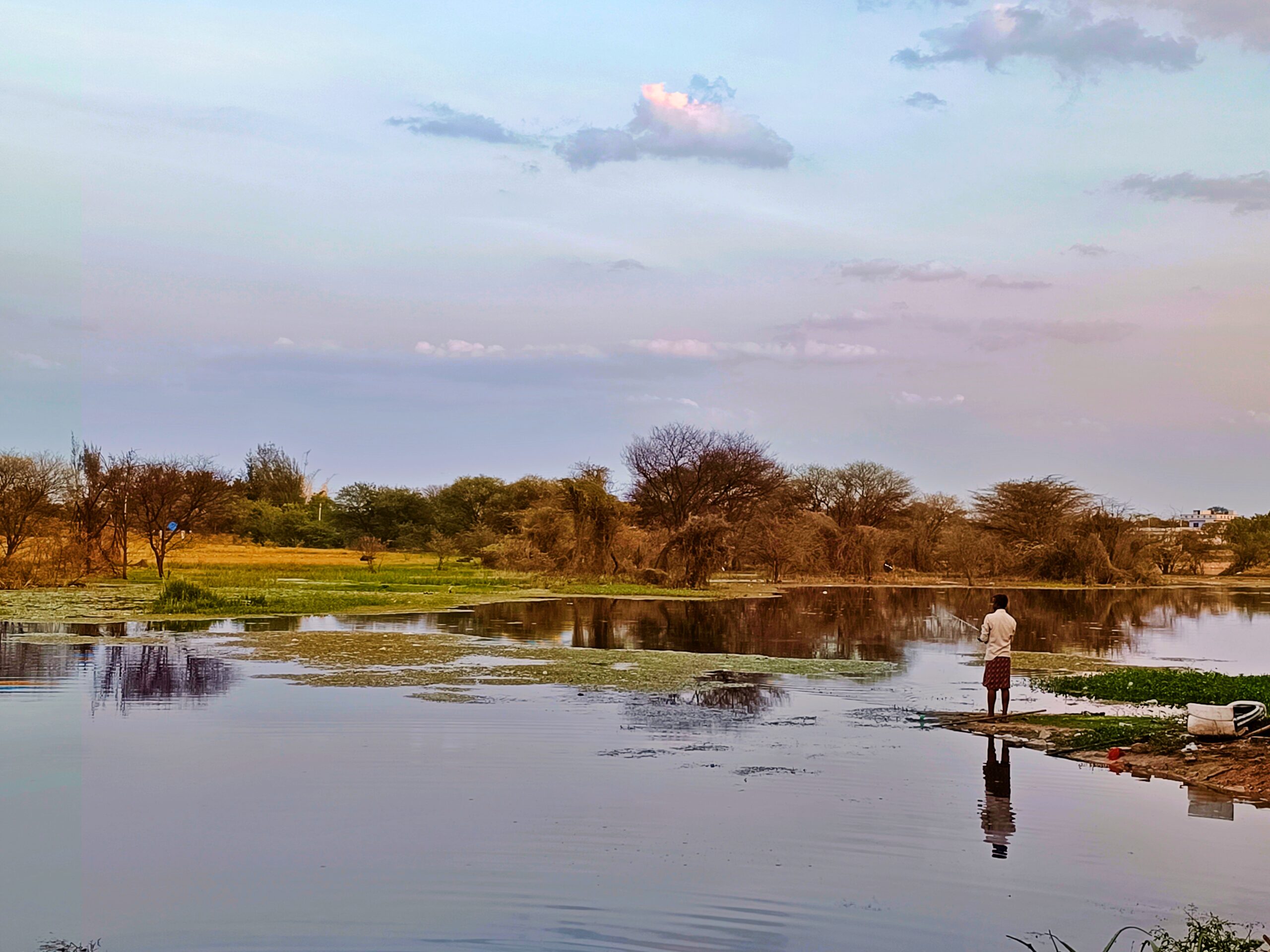 fishing in the pond near Swarna Shilpi Vivekananda Kali Mandir