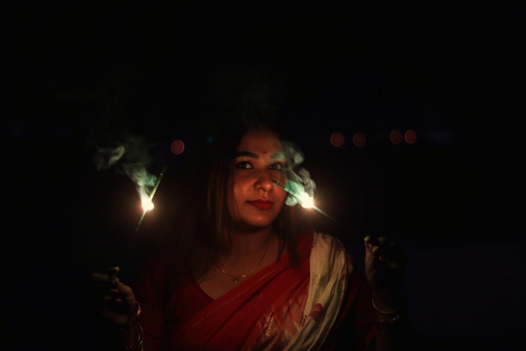 Burning crackers during kali puja (Diwali) in Swarna Shilpi Vivekananda Kali Mandir
roadtripsofindia