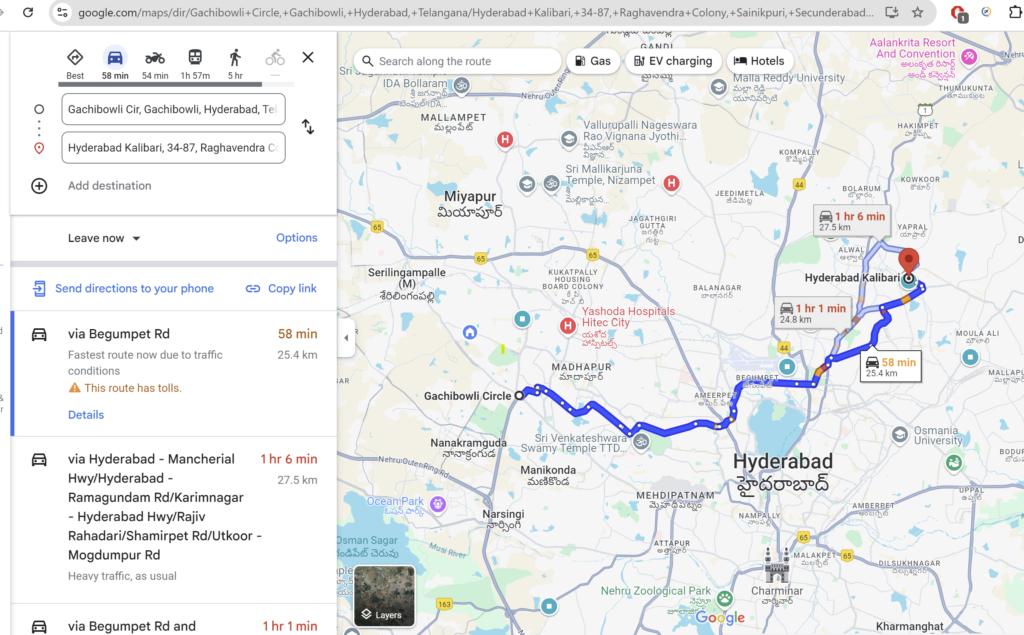Hyderabad Kalibari Map